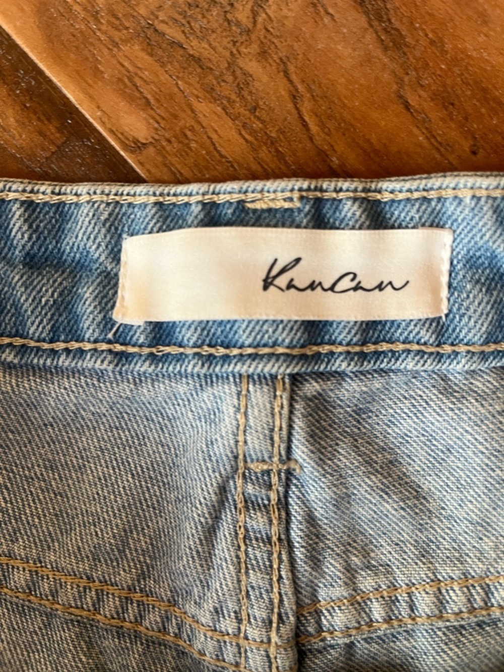 KanCan Light Blue Distressed Button-Front Denim Shorts - Size Large - Picture 5 of 7